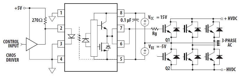 Типовая схема управления затвором IGBT транзистора