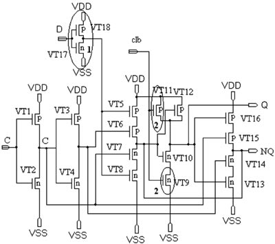 Исходное описание электрической схемы D-триггер на основе динамических ключей с одним синхровходом