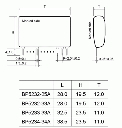 BP5232-25A, DC/DC преобразователь мощностью 5 Вт, корпус: для монтажа на печатную плату SIP