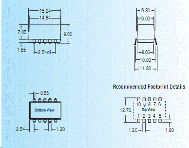 R-78A3.3-1.0SMD, DC/DC преобразователь мощностью 3.3 Вт, корпус: для поверхностного монтажа на печатную плату SMD10