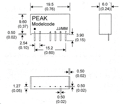 PZ5CG-0505ELF, DC/DC преобразователь мощностью 0.75 Вт, корпус: для монтажа на печатную плату SIP7