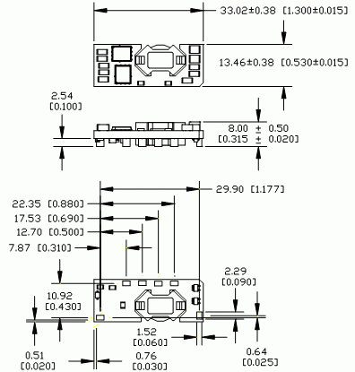 iAC12016A008V-001-R, DC/DC преобразователь мощностью 80 Вт, корпус: для поверхностного монтажа на печатную плату SMD