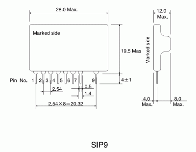 BP5220A, DC/DC преобразователь мощностью 5 Вт, корпус: для монтажа на печатную плату SIP