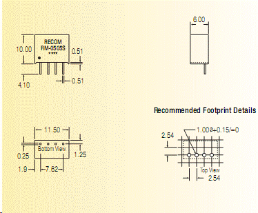 RM-1.805S, DC/DC преобразователь мощностью 0.3 Вт, корпус: для монтажа на печатную плату SIP4