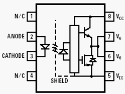 5962-0420401H, Герметичный оптрон с драйвером IGBT, на ток 2 Ампера. Исполнение DSCC SMD Класс H