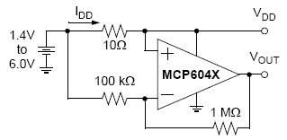 MCP6041, Одноканальные операционные усилители с уровнями сигналов от шины – до – шины питания
