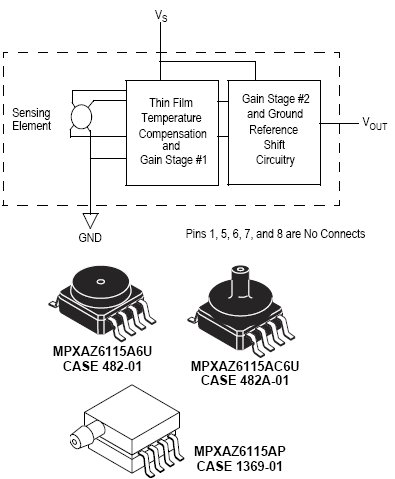 MPXAZ6115A, Высокоточный интегрированный датчик давления MAP, компенсированный по температуре и калиброванный