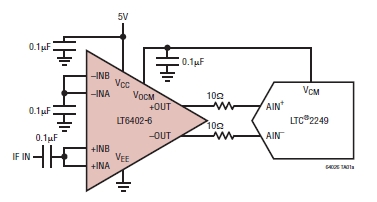 LT6402-6, 300МГц, усилитель/ драйвер АЦП