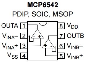 MCP6542, Компаратор с выходом Push-Pull