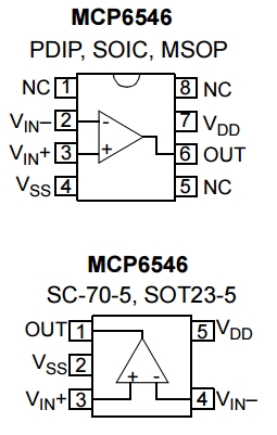 MCP6546, Компаратор с выходом Open-Drain