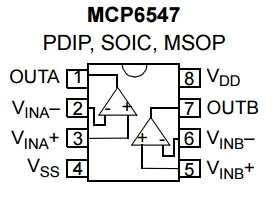 MCP6547, Компаратор с выходом Open-Drain
