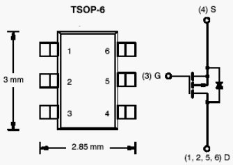 Si3447BDV, P-Channel 12-V (D-S) MOSFET