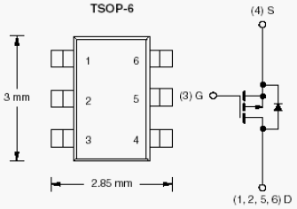 Si3867DV, P-Channel 20-V (D-S) MOSFET