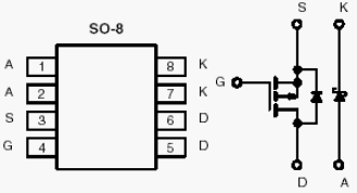 Si4845DY, P-Channel 20-V (D-S) MOSFET with Schottky Diode