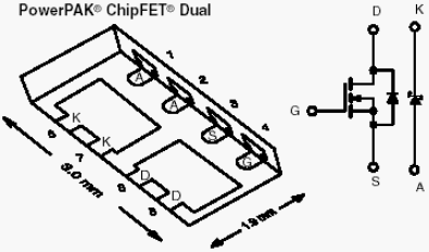 Si5858DU, N-Channel 20-V (D-S) MOSFET with Schottky Diode
