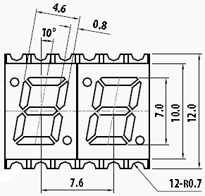 HDSM-291C, Семисегментный двухразрядный светодиодный индикатор для SMD монтажа, высота символа 7 мм (0,28")
