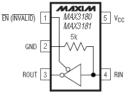 MAX3180E, 1.5 Мбит/с приемник RS-232