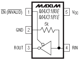MAX3180EE, 1.5 Мбит/с приемник RS-232 с защитой от электростатического разряда 15 кВольт