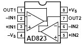 AD823, 16МГц, операционные усилители с Rail-to-Rail FET входами