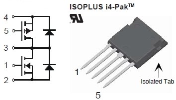 FMP36-015P, Силовой P- и N-канальный MOSFET модуль -150В, -22А, топология с общим стоком