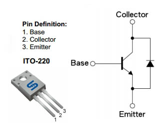 TSC148DCI, Высоковольтный, силовой NPN транзистор с диодом