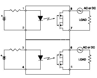 PVT422, Фотоэлектрическое твердотельное реле на полевых МОП транзисторах серии HEXFET®, двухполюсное, нормально разомкнутое, 0–400 В, 120мA AC/DC