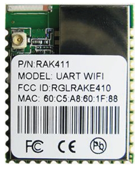 RAK411A, WI-FI модуль для поверхностного монтажа с высокоскоростным SPI-интерфейсом, интегрированным TCP/IP стеком и поддержкой полного набора команд