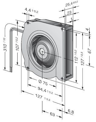 RLF100-11/12, Радиальный вентилятор постоянного тока серии RLF100