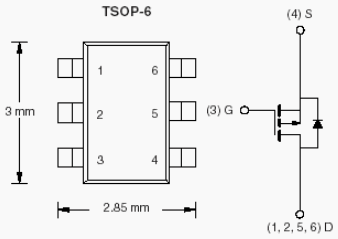 Si3447CDV, P-Channel 12-V (D-S) MOSFET