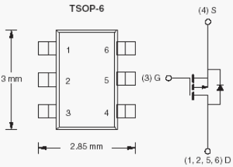 Si3493BDV, P-Channel 20-V (D-S) MOSFET