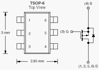 Si3495DV, P-Channel 20-V (D-S), 1.5-V (G-S) MOSFET