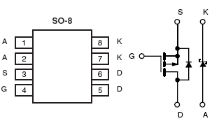 Si4833ADY, P-Channel 30-V (D-S) MOSFET with Schottky Diode