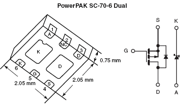 SiA811DJ, P-Channel 20-V (D-S) MOSFET with Schottky Diode