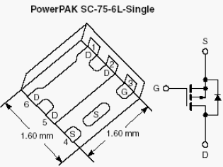 SiB411DK, P-Channel 20-V (D-S) MOSFET