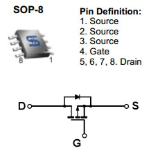 TSM4433CS, P-канальный MOSFET транзистор, -20 В, -3.9 А