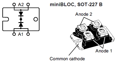 DSS2x160-0045A, Неизолированный сдвоенный силовой диод Шоттки, конфигурация с общим катодом