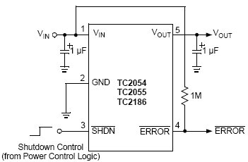 TC2054-1.8, КМОП стабилизатор напряжения с током нагрузки 50мА и режимом отключения