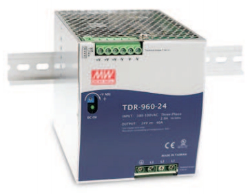 TDR-960-24, Трехфазный источник питания мощностью 960 Вт с функцией PFC для крепления на DIN-рейку
