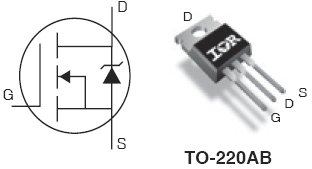 IRFB3006PbF, 60V Single N-Channel HEXFET Power MOSFET in a TO-220AB package