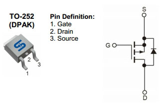 TSM10P06CP, P-канальный MOSFET транзистор, -60  В, -10 А