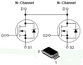 NTQD6968N, Power MOSFET 7.0 A, 20 V, Common Drain, Dual N?Channel, TSSOP?8